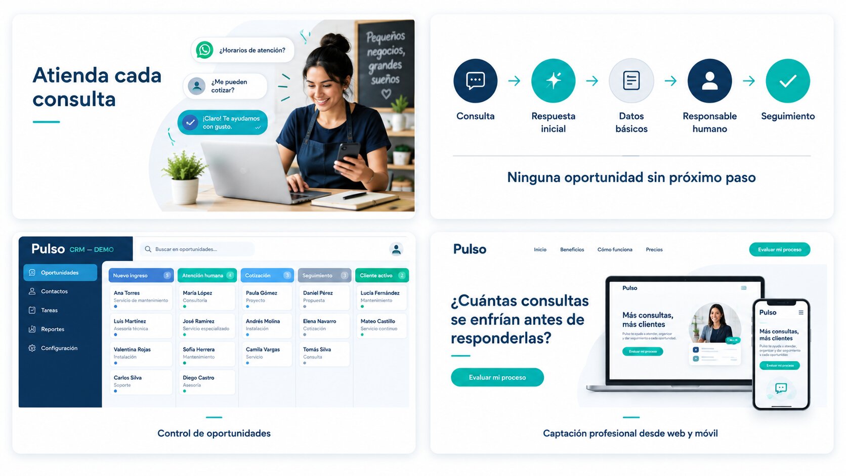 Recepción comercial que responde, registra y da seguimiento